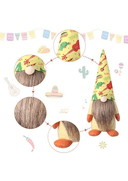 Parça Fiesta Gnome Çift Cinco De Mayo Tomte Ev Mutfak Için El Yapımı Iskandinav Süsler Katmanlı Tepsi Dekorasyon (Yurt Dışından)