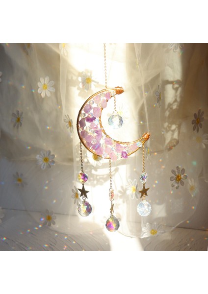 Kristal Kolye Asılı Perde Rüzgar Çanları Güneş Işığı Yakalayıcı Yıldız Ay Kolye Açık Bahçe Için Gökkuşağı Rüzgar Çanı-A (Yurt Dışından) indirimleri