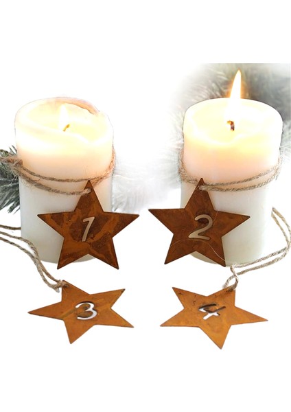 4pcs Noel Pas Numarası Dekoratif Advent Çelengi, Sıkıntılı Metal, Noel Pentagramı (Yurt Dışından)