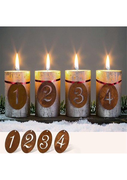 4pcs Noel Pas Numarası Dekoratif Advent Çelengi, Sıkıntılı Metal, Noel Pentagramı (Yurt Dışından)