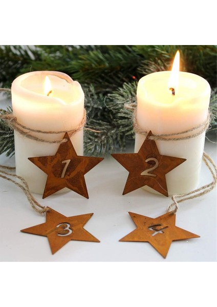 4pcs Noel Pas Numarası Dekoratif Advent Çelengi, Sıkıntılı Metal, Noel Pentagramı (Yurt Dışından)