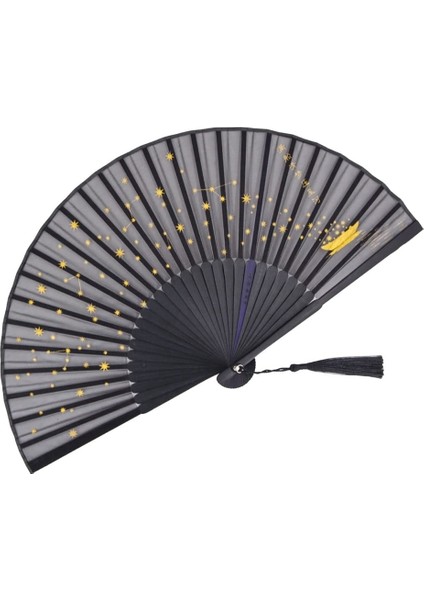Küçük Katlanır El Fan Kadınlar Için Japon Vintage Stil Bambu Ipek Fanlar Parti Düğün Dans Dekorasyon Siyah (Yurt Dışından)