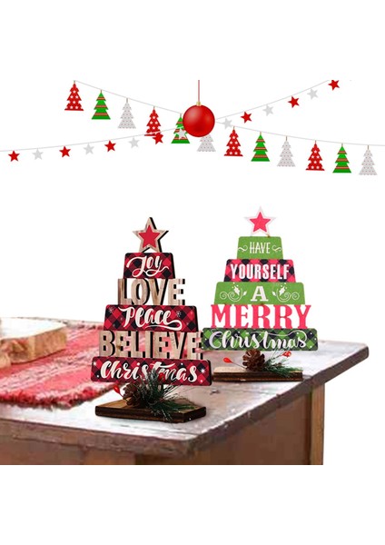Mutlu Noeller Ahşap Noel Baba Noel Dekorasyonu Ev Hediyeleri Için Noel Süsleri Navidad Masaüstü Dekoru-Yeşil (Yurt Dışından)