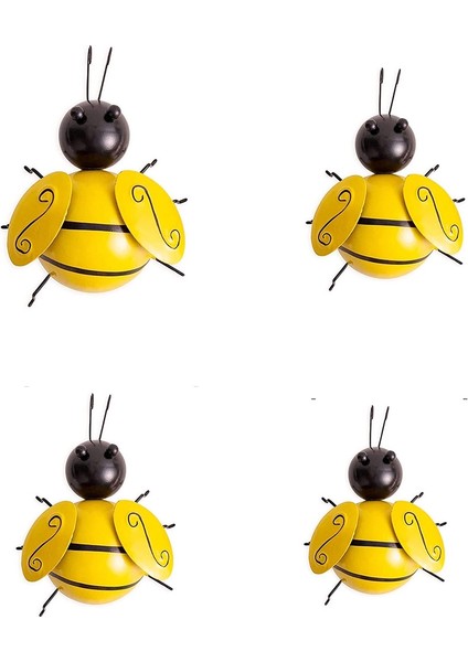 4 Adet Metal Bumble Bee Duvar Dekoru, 3D Demir Arı Sanat Heykel Asılı Duvar Süslemeleri Açık Ev Bahçe Için (Yurt Dışından)