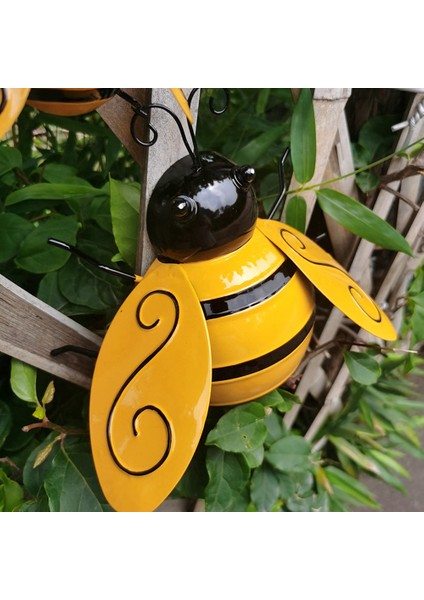 4 Adet Metal Bumble Bee Duvar Dekoru, 3D Demir Arı Sanat Heykel Asılı Duvar Süslemeleri Açık Ev Bahçe Için (Yurt Dışından)