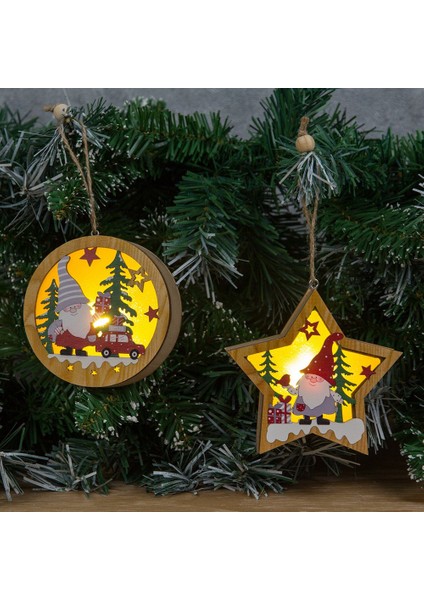 4 Adet Ahşap Aydınlık Noel Kolye Süsler Noel Baba Hediye El Sanatları Yeni Yıl Navidad Noel Ağacı Asılı Dekorasyon (Yurt Dışından)