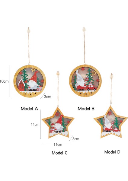 4 Adet Ahşap Aydınlık Noel Kolye Süsler Noel Baba Hediye El Sanatları Yeni Yıl Navidad Noel Ağacı Asılı Dekorasyon (Yurt Dışından)
