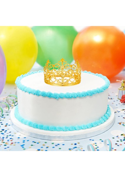 Adet Altın Taç Kek Topper Taç Tiara Kek Topper Düğün Doğum Günü Bebek Duş Parti Kek Dekorasyon 2 Stilleri (Yurt Dışından)