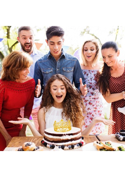 Adet Altın Taç Kek Topper Taç Tiara Kek Topper Düğün Doğum Günü Bebek Duş Parti Kek Dekorasyon 2 Stilleri (Yurt Dışından)
