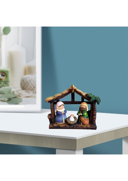 Noel Isa'nın Doğuşu Sahne Beşik Heykelcik Seti Kreş Kutsal Aile Heykelcik Heykeli Noel Masa Süslemeleri (Yurt Dışından)