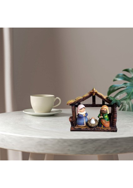 Noel Isa'nın Doğuşu Sahne Beşik Heykelcik Seti Kreş Kutsal Aile Heykelcik Heykeli Noel Masa Süslemeleri (Yurt Dışından)