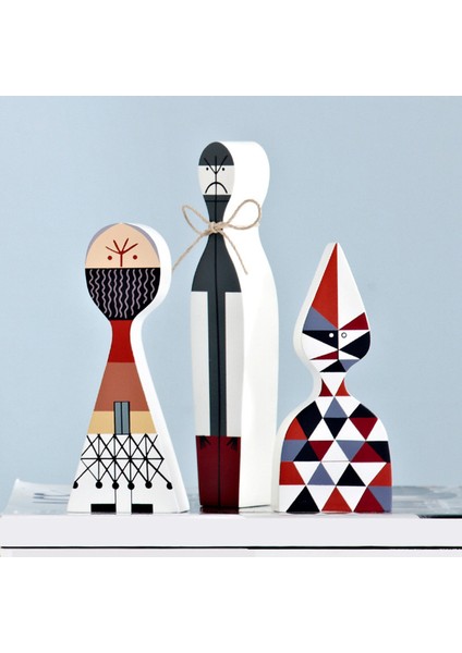 Modern Soyut Ahşap Bebek Boyalı Aile El Sanatları Süslemeleri Çocuklar Hediye Bebek Oyuncakları Ev Dekoratif Model 3 Adet/takım No.4 (Yurt Dışından)