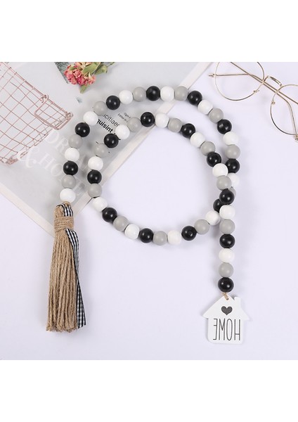 3 Paket Ahşap Boncuk Garland Püskül Rustik Çiftlik Evi Katmanlı Tepsi Süslemeleri Ülke Duvar Asılı Dekorasyon (Yurt Dışından)