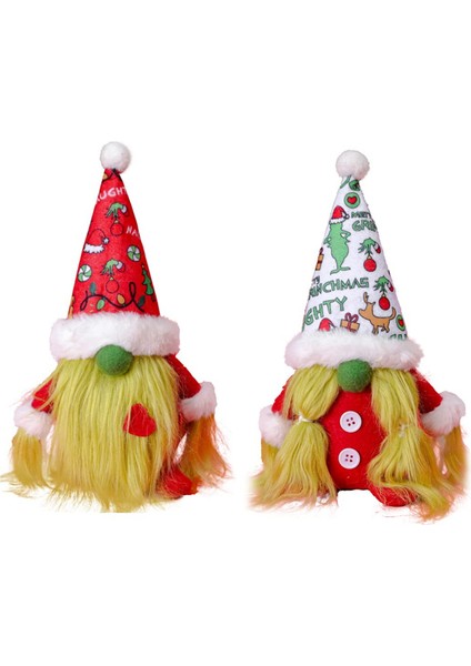 Noel Gnome Peluş Dekor Gnomes Cüce Yeşil Saç Yüzü Olmayan Bebek Noel Hırsız Heykelcik Kapalı Ev Dekorasyon Sahne (Yurt Dışından)