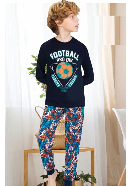 703U Erkek Çocuk Lacivert Uzun Kollu Pijama Takımı