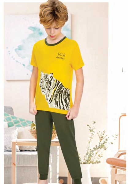 709K Erkek Çocuk Sarı Kısa Kollu Pijama Takımı