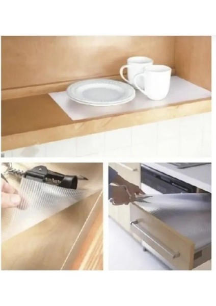 Eva 45 cm x 10 Metre Şeffaf Raf Örtüsü Dolap ve Çekmece Içi Kaymaz Kaydırmaz Örtü modelleri