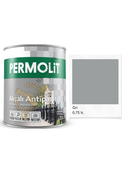 Akçalı Antipas Pas Önleyici Boya Gri 0.75 Lt.