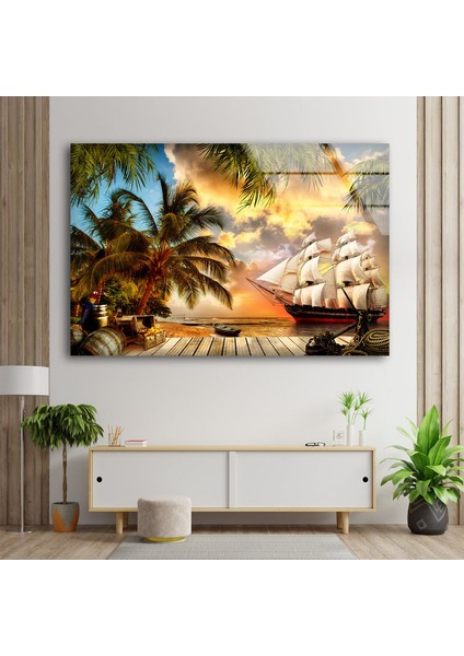 Korsan Gemisi Cam Duvar Tablosu