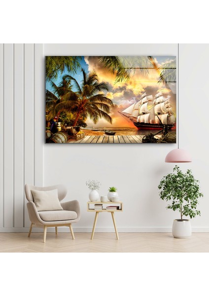 Korsan Gemisi Cam Duvar Tablosu modelleri