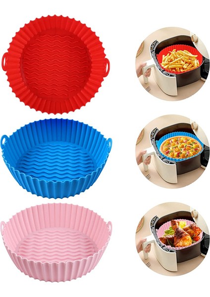 Fritöz Silikon Tencere, 7,5 Inç Hava Fritöz Sepeti, Hava Fritöz Aksesuarları, Yeniden Kullanılabilir Hava Fritöz Astarı, 3qt - 5qt Için, 3'lü Paket (Yurt Dışından)