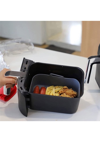 Çift Hava Fritözü Için 2pcs Silikon Tencere, Yağ Fırça Klipsi ile Yeniden Kullanılabilir Hava Fritöz Astarı, Hava Fritöz Sepeti Hava Fritöz Gri (Yurt Dışından) fiyatları