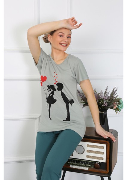 Kadın Kısa Kol Penye Pijama Takımı 4210