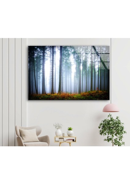 Sisli Orman Temperli Cam Duvar Tablosu