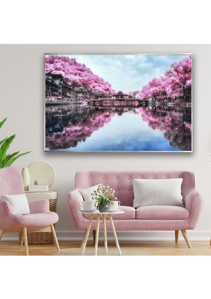 Mor Ağaçlar Temperli Cam Duvar Tablosu fiyatları