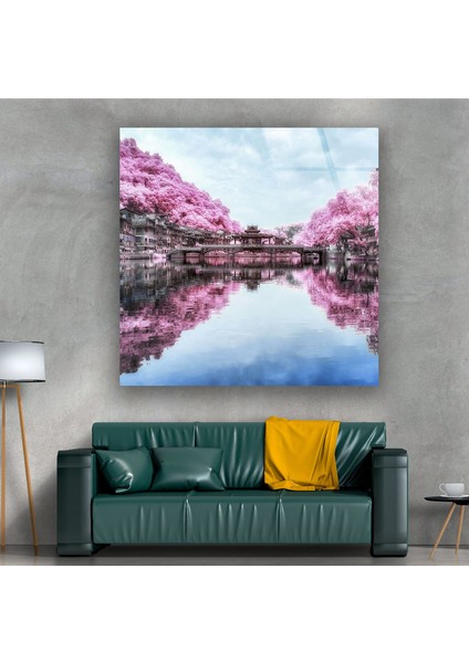 Mor Ağaçlar Temperli Cam Duvar Tablosu fırsatları