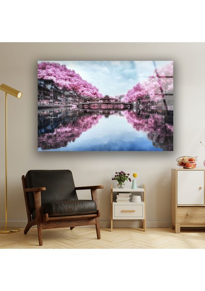 Mor Ağaçlar Temperli Cam Duvar Tablosu indirimleri