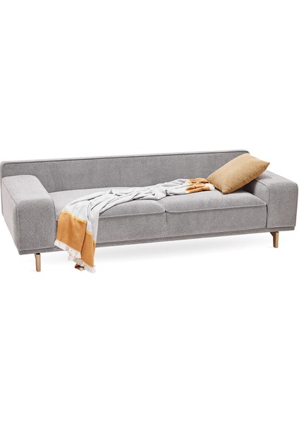 Viera 2,5'lu Koltuk, Keten Dokulu, Rose Ayak - Gri fırsatları