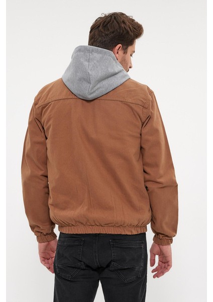 Unisex Jeanvibe Içi Kürklü Pamuklu Kapşonlu Kot Ceket Kahverengi indirimleri