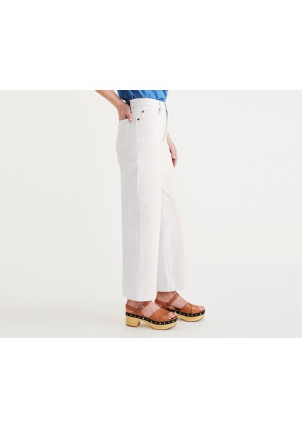 High Waist Jean Cut Beyaz Straight Fit Pantolon modelleri