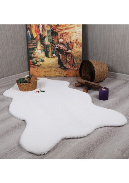 Tavşan Tüyü Dekoratif Ultra Yumuşak Post Peluş Kaymaz Halı