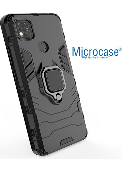 Microcasexiaomi Redmi 10A Batman Serisi Yüzük Standlı Armor Kılıf - Siyah AL3349