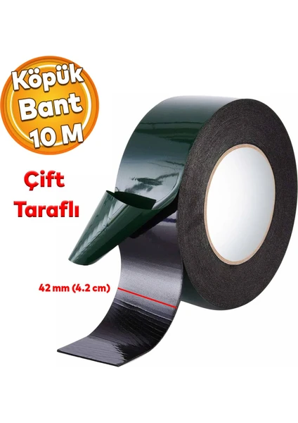 Çift Taraflı Güçlü Yapıştırıcı Yapıştırma Köpük Bant Eva Montaj Bandı Siyah 42 mm x 10 Metre