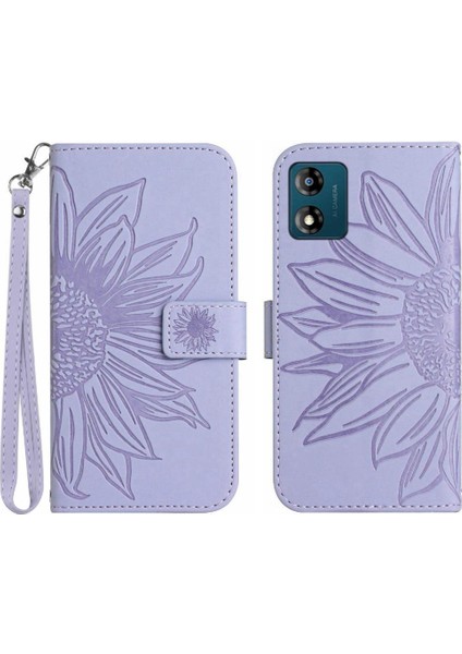 Motorola E13 Için Kart Yuvaları Tutucu ile Kabartmalı Ayçiçeği Flip Telefon (Yurt Dışından)