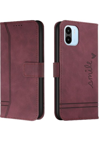 Telefon Kılıfı Için Xiaomi Redmi A1 Manyetik Kapatma Kart Yuvaları Kapak Pu El (Yurt Dışından)