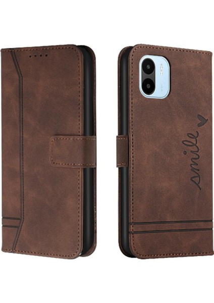 Telefon Kılıfı Için Xiaomi Redmi A1 Manyetik Kapatma Kart Yuvaları Kapak Pu El (Yurt Dışından)