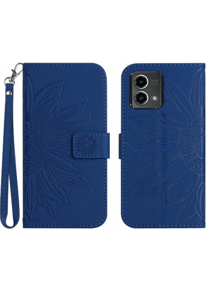 Motorola G Stylus 5g 2023 Kart Yuvaları Pu ile Kabartmalı Ayçiçeği Için Kılıf (Yurt Dışından)