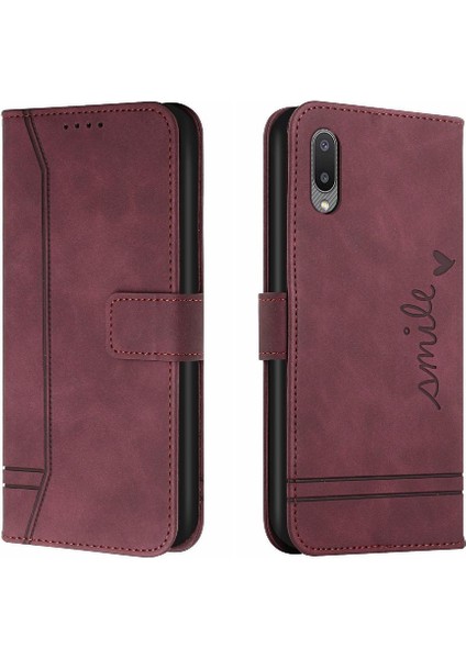 Samsung Galaxy A02 Flip Folio Cüzdan Manyetik Kapatma Pu Için Telefon Kılıfı (Yurt Dışından)