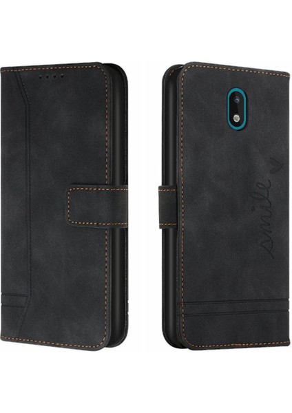 Nokia C2 Için Telefon Kılıfı El Kayışı Flip Folio Cüzdan Kart Yuvaları Kapak Pu (Yurt Dışından)