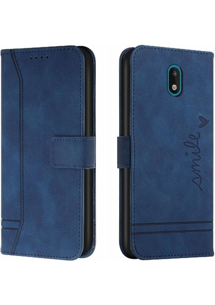 Nokia C2 Için Telefon Kılıfı El Kayışı Flip Folio Cüzdan Kart Yuvaları Kapak Pu (Yurt Dışından)