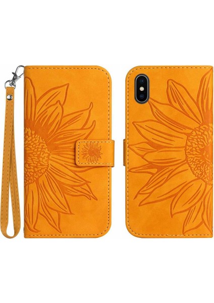 Iphone Xs Max Kabartmalı Ayçiçeği Lüks Pu Deri Kart Çevirme ile (Yurt Dışından)