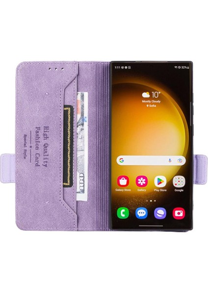 Kart Tutucu Kickstand Kart Folio ile Samsung Galaxy S24 Ultra Için Kılıf (Yurt Dışından) modelleri