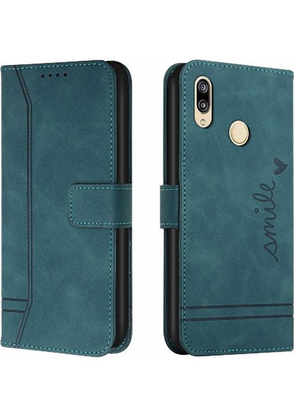 Telefon Kılıfı Için Huawei Y6 2019 Kart Yuvaları Kapak El Kayışı Flip Folio Pu (Yurt Dışından)