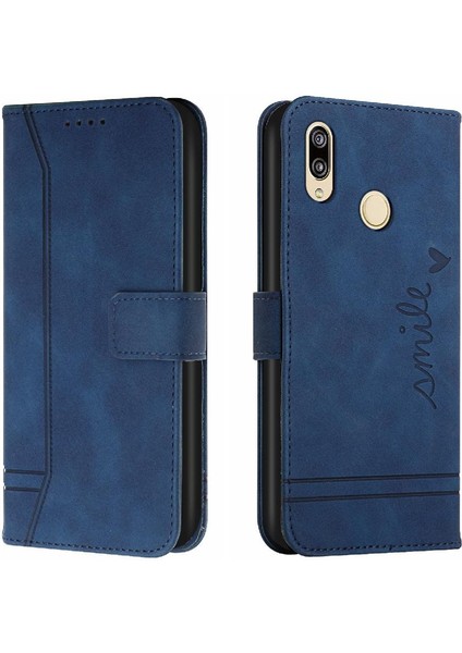 Telefon Kılıfı Için Huawei Huawei 2019 El Kayışı Kart Yuvaları Kapak Flip Folio Pu (Yurt Dışından)