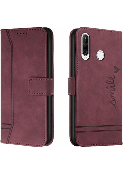 Huawei Y6P Flip Folio Cüzdan Için Telefon Kılıfı El Kayışı Kart Yuvaları Kapak Pu (Yurt Dışından)