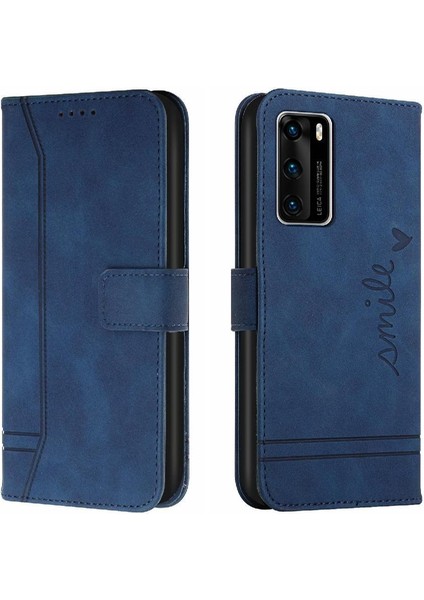 Huawei P40 Için Telefon Kılıfı Pu Deri Kart Yuvaları Kapak El Kayışı Manyetik (Yurt Dışından)